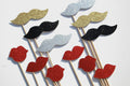 Glitter Photo Booth Props - New Years Eve Party, Lips & Mustaches - Set of 12