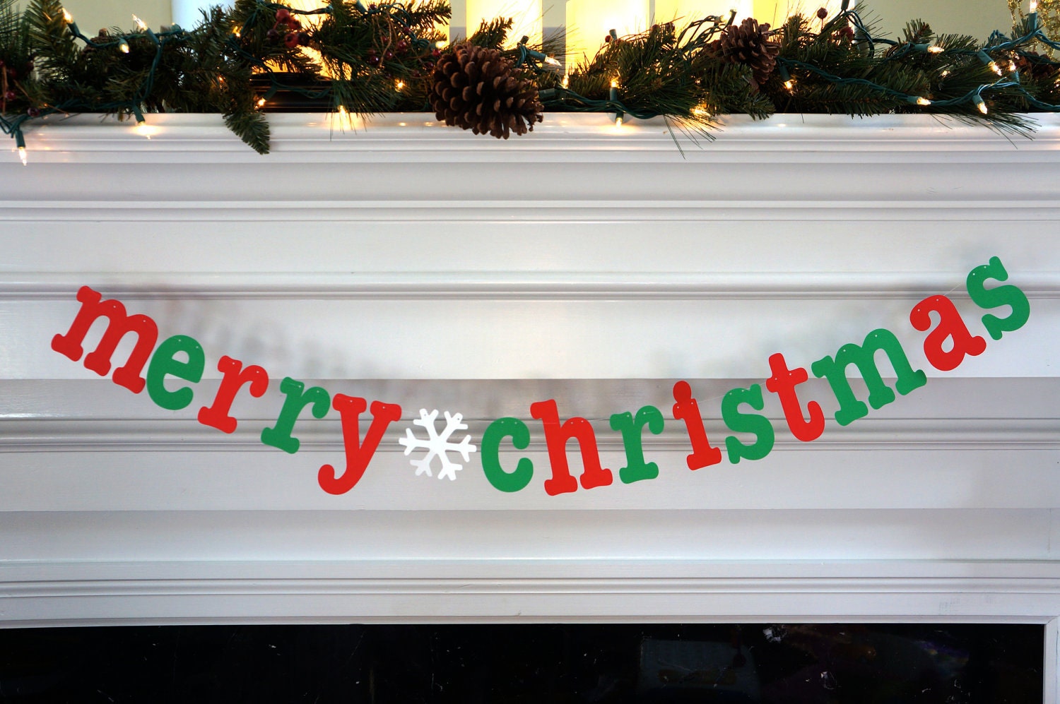 Merry Christmas Banner - Photo Booth Props - Holiday Garland