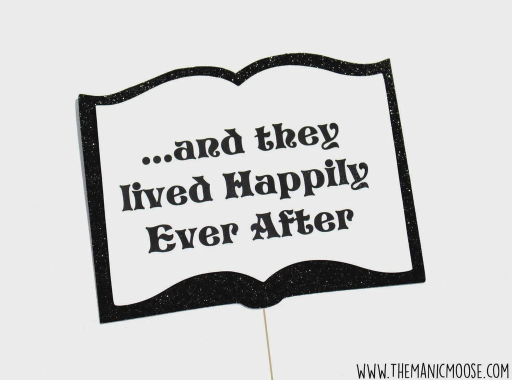 Glitter Happily Ever After Storybook Sign - Wedding Photo Booth Prop