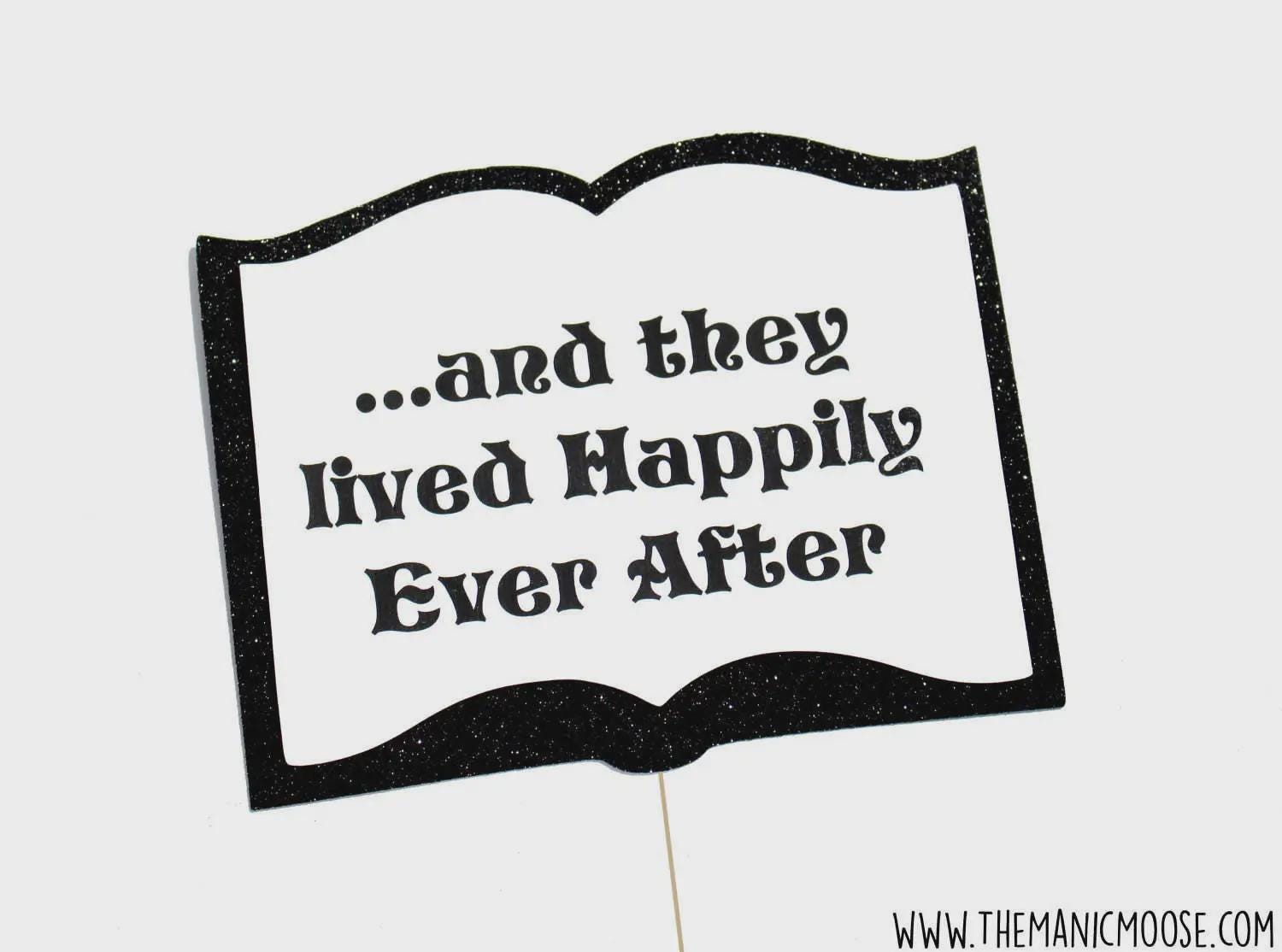 Glitter Happily Ever After Storybook Sign - Wedding Photo Booth Prop