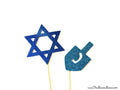 Glitter Hanukkah Photo Booth Props - Star of David, Dreidel (2 Piece Set)