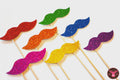 Rainbow Glitter Mustaches on a Stick - Set of 7 - Rainbow Mustache Photo Booth Props