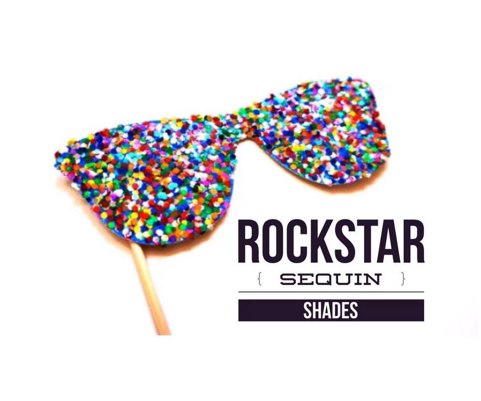 Photo Booth Props - Rockstar Sequin Glitter Sunglasses - Birthdays, Weddings, Parties - Photobooth Props