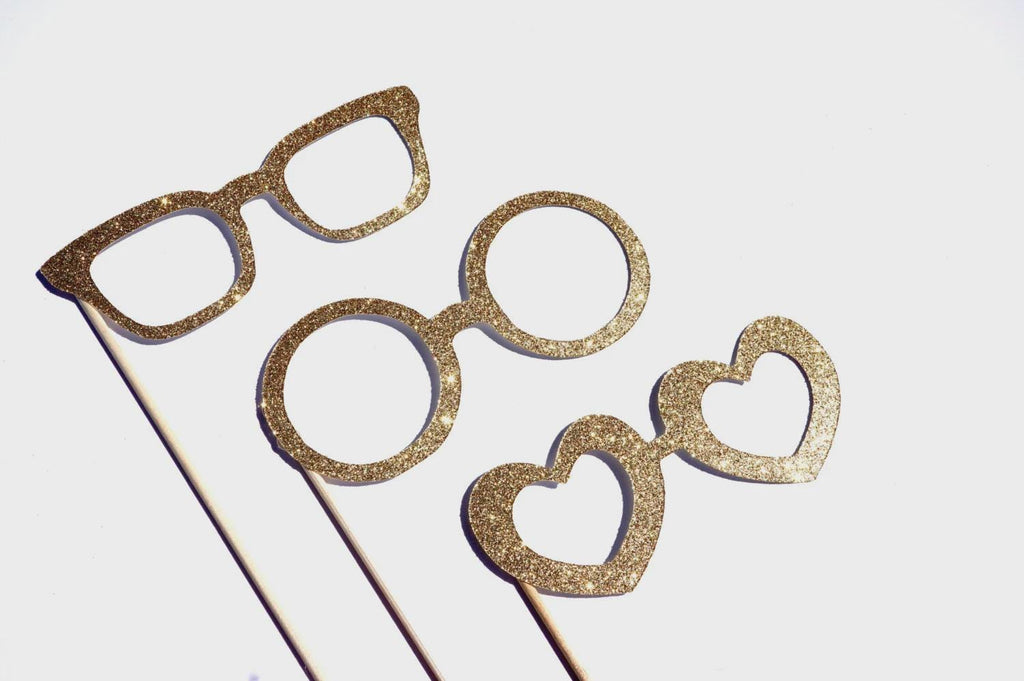Glitter Glasses Photo Booth Props - Set of 3 Party Shades