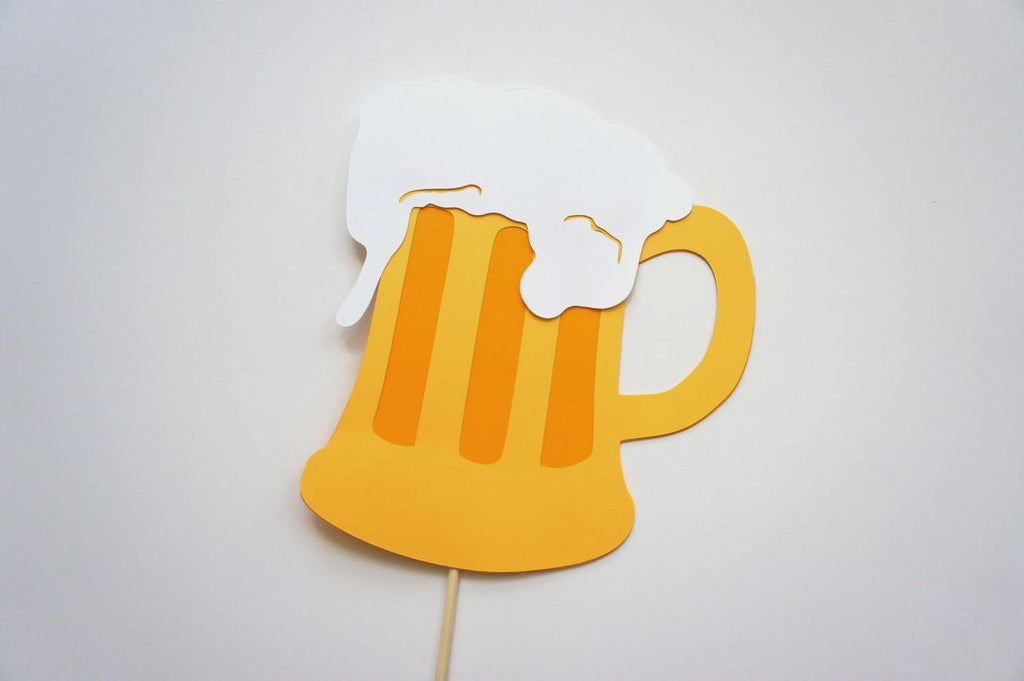 Beer Mug Photo Booth Props - Card Stock Party Decor, Set of 2