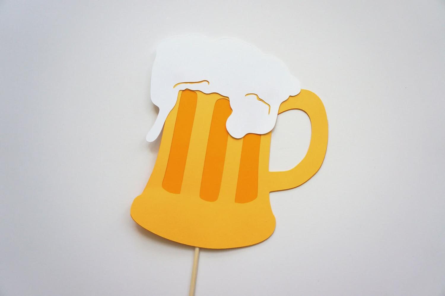 Beer Mug Photo Booth Props - Card Stock Party Decor, Set of 2