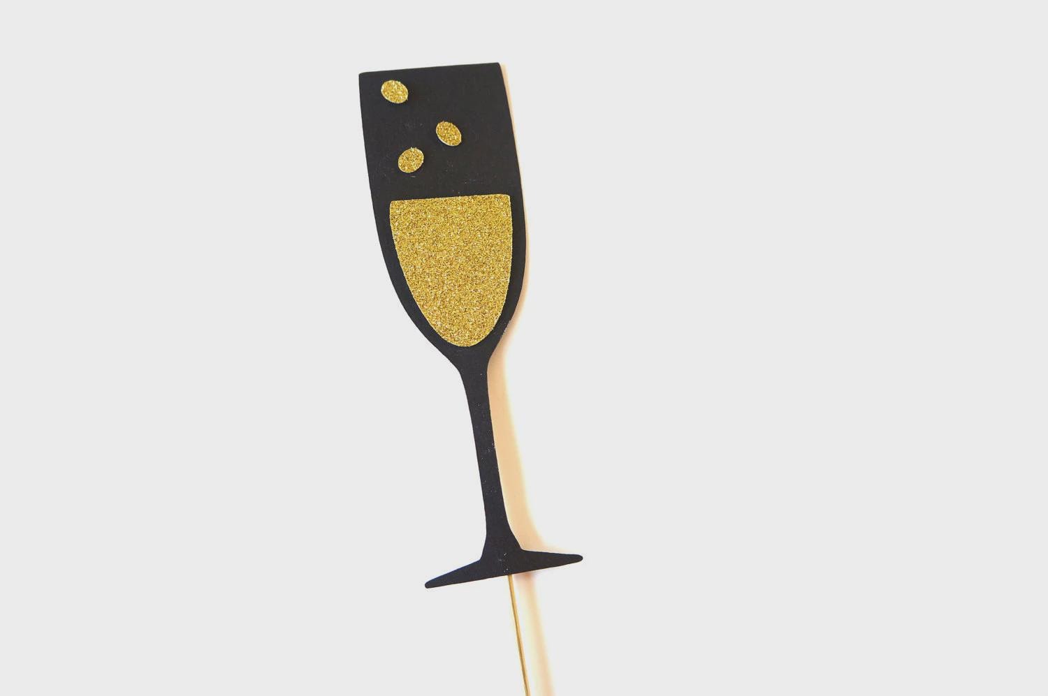 Glitter Champagne Glass Photo Booth Prop