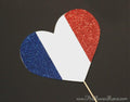 Glitter France Flag Heart Photo Booth Prop