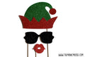 Glitter Christmas Elf Photo Booth Props: Hat, Shades, Lips - Set of 3