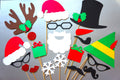 Christmas Photo Booth Props – Holiday Party, Santa & Friends, 20-Piece Set
