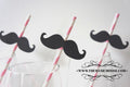 Baby Pink Striped Mustache Straws - Party Photo Booth Props (Set of 10)