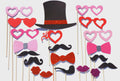 Valentine's Day Glitter Photo Booth Props - 21 Piece Set