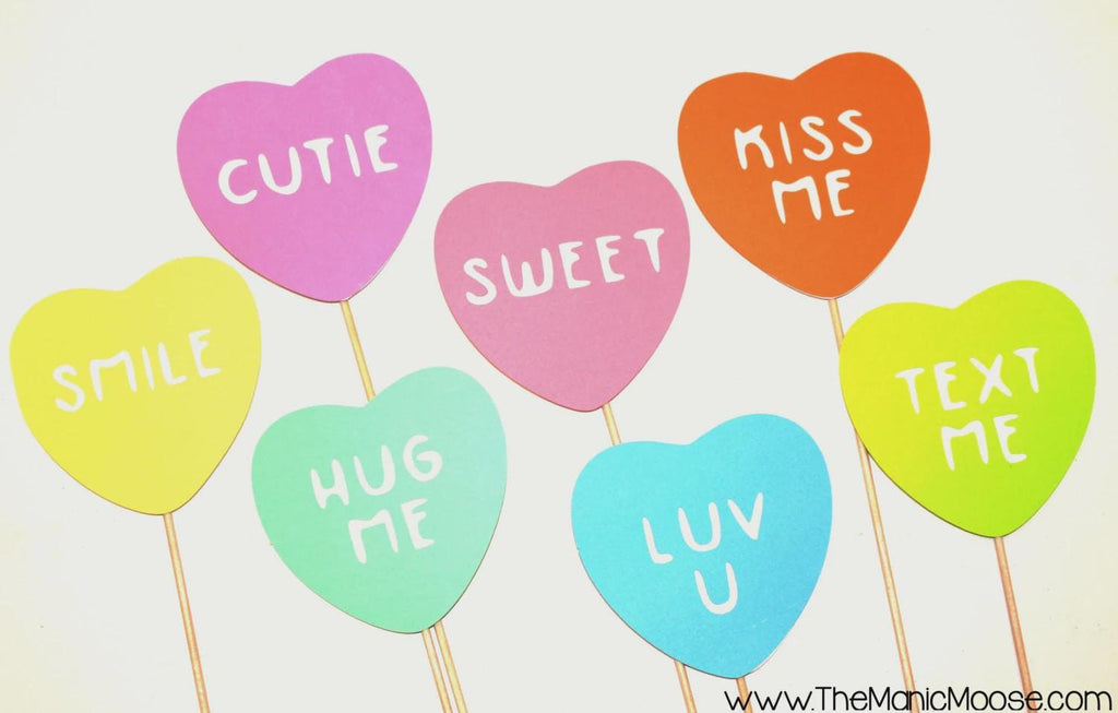 Conversation Hearts Photo Booth Props - Valentine's Day Party Decorations
