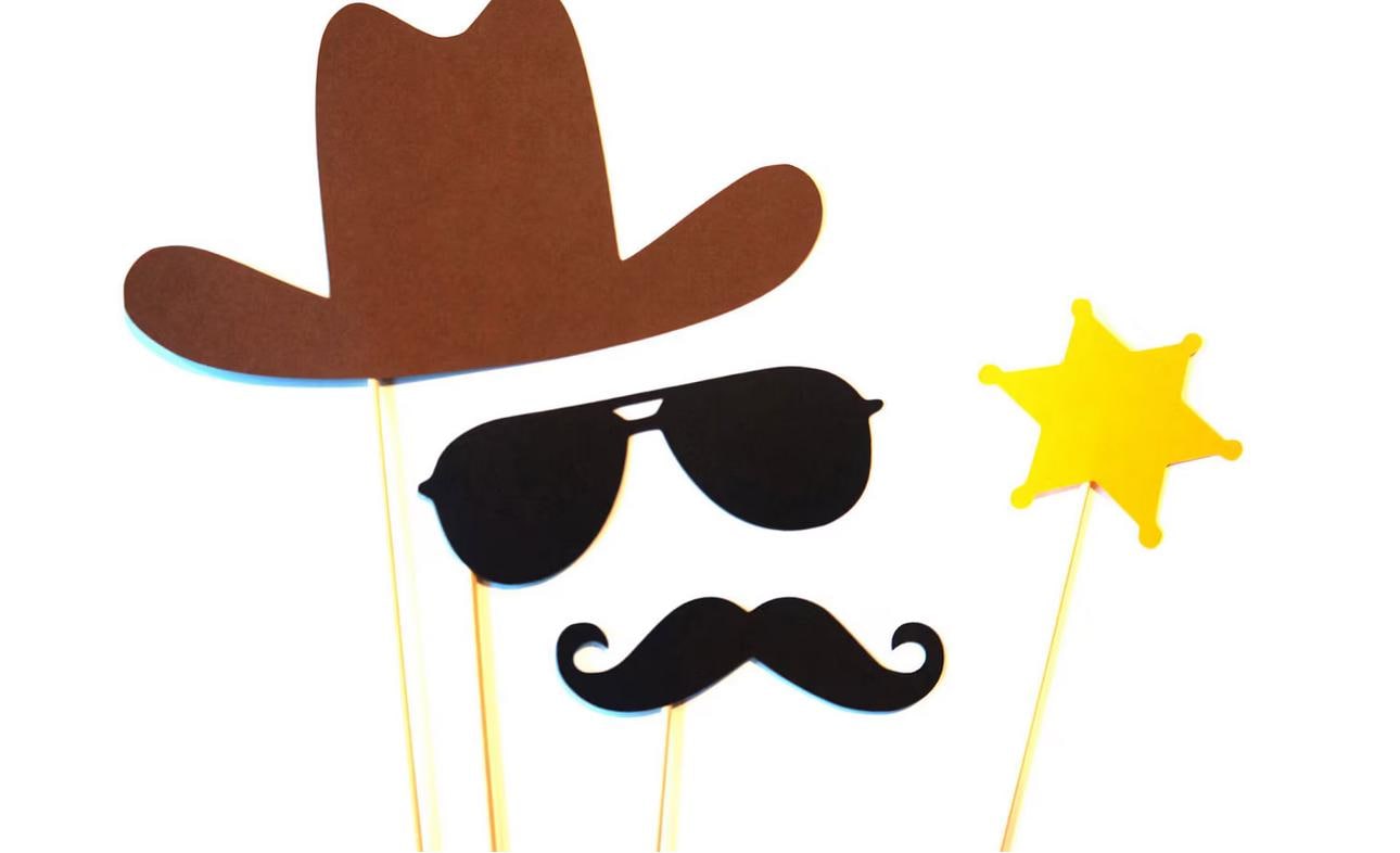 Cowboy Photo Booth Props - Western Party Decorations, 4-Piece Set