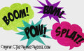 Glitter Comic Book Photo Booth Props - Bam, Pow, Splat, Boom - Set of 4