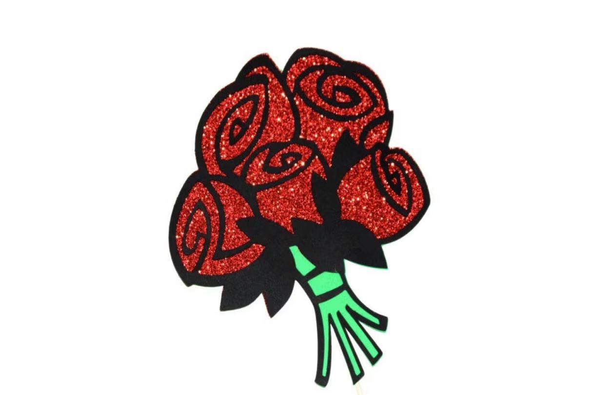 Photo Booth Props ~ Wedding Props ~ Roses ~ Rose Bouquet ~ You Choose Glitter Color
