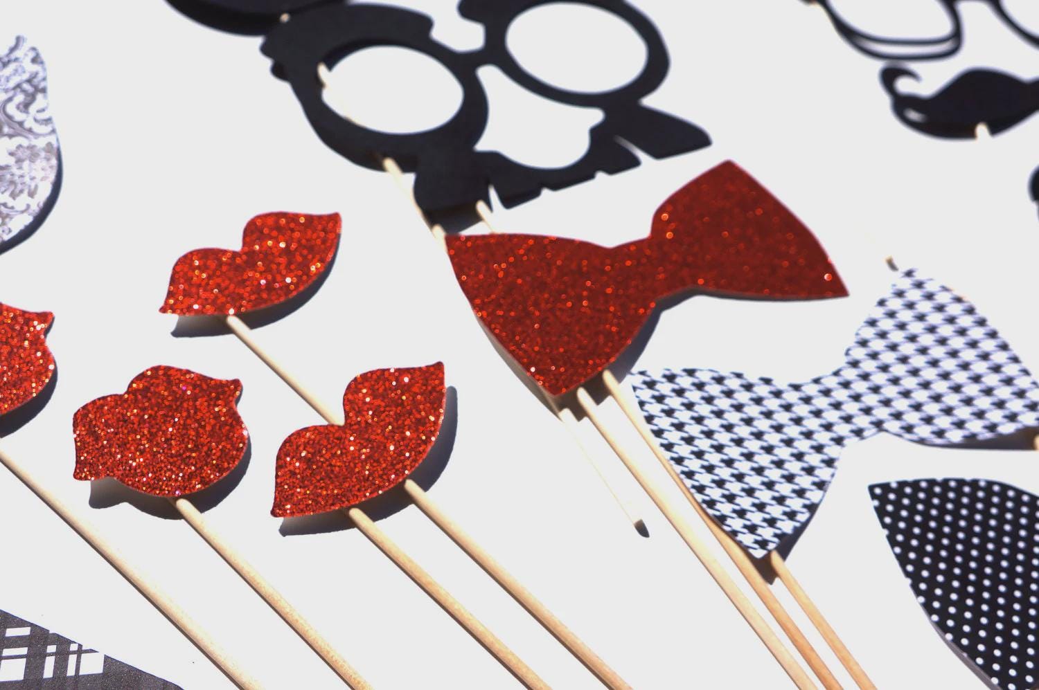 20 piece Prop set set - Birthdays, Weddings, Parties - Photobooth Props - Black and White