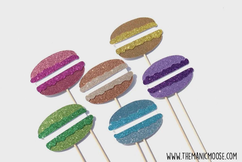 Macaron Photo Booth Props: Glitter Sweet Treats, Set of 6