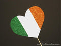 GLITTERY Irish Flag Heart  - Ireland Flag - GLITTER Photobooth Prop