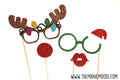 Christmas Photo Booth Props ~ 4 piece set ~ SANTAS HELPERS ~ GLITTER Photobooth Props