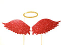 Glitter Angel Wings and Halo Photo Booth Props - Party Costume