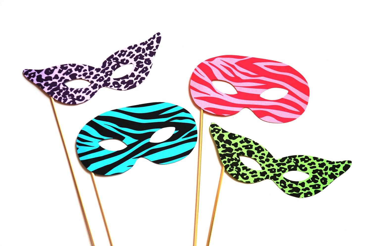 Colorful Photo Booth Props - Masquerade Masks - 4 piece set - Birthdays, Weddings, Parties - Photobooth Props