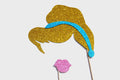 Glitter Princess Photo Booth Props - Gold Hair & Pink Lips, 2-Piece Set