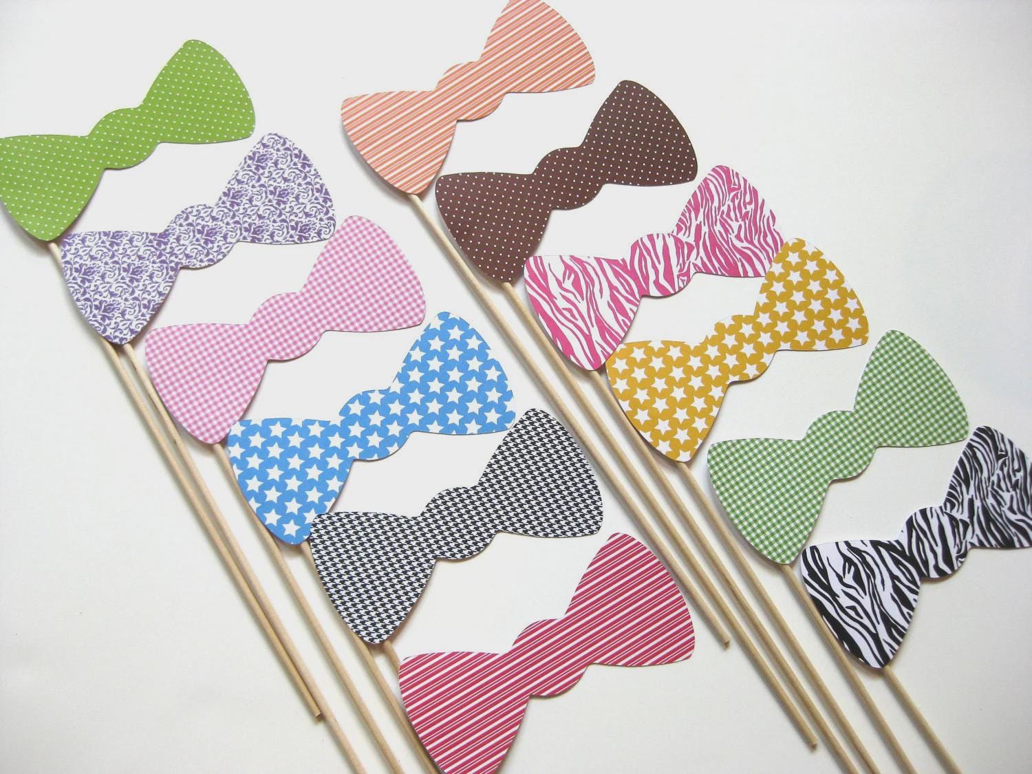 Photo Booth Props on a Stick - Bow Ties - Set of 12 - Photobooth Props