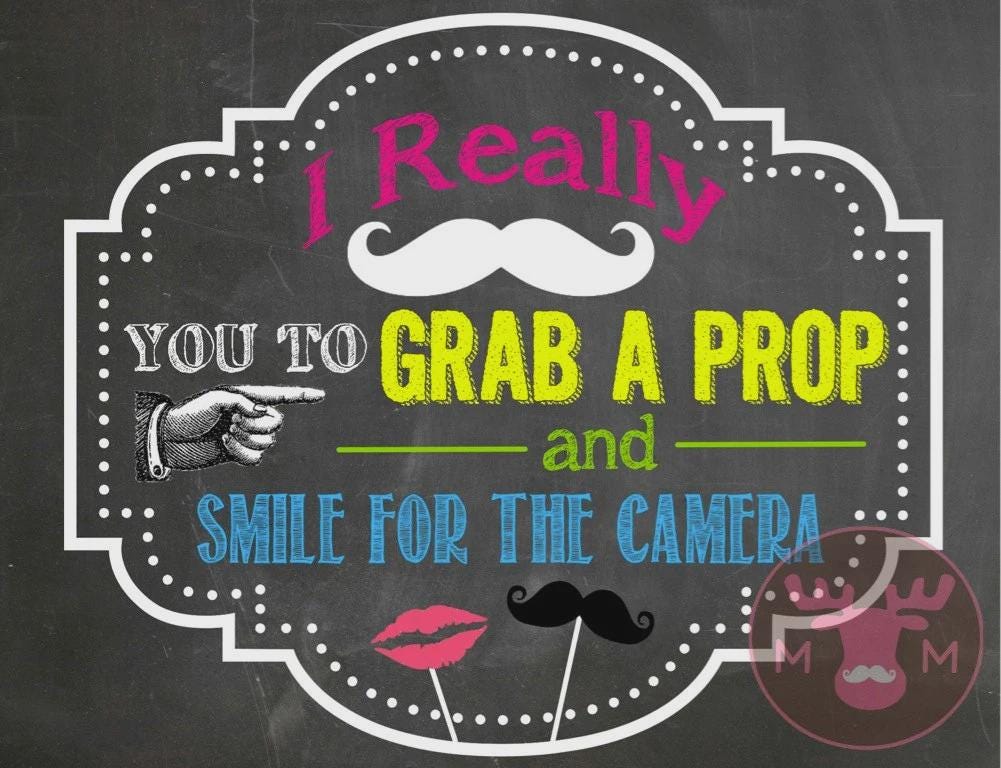 INSTANT DOWNLOAD - Photo Booth Sign - NEON Chalkboard Sign - Weddings, 80's Birthday