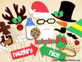 Christmas Photo Booth Props – Glitter Holiday Party Set, 25 Piece