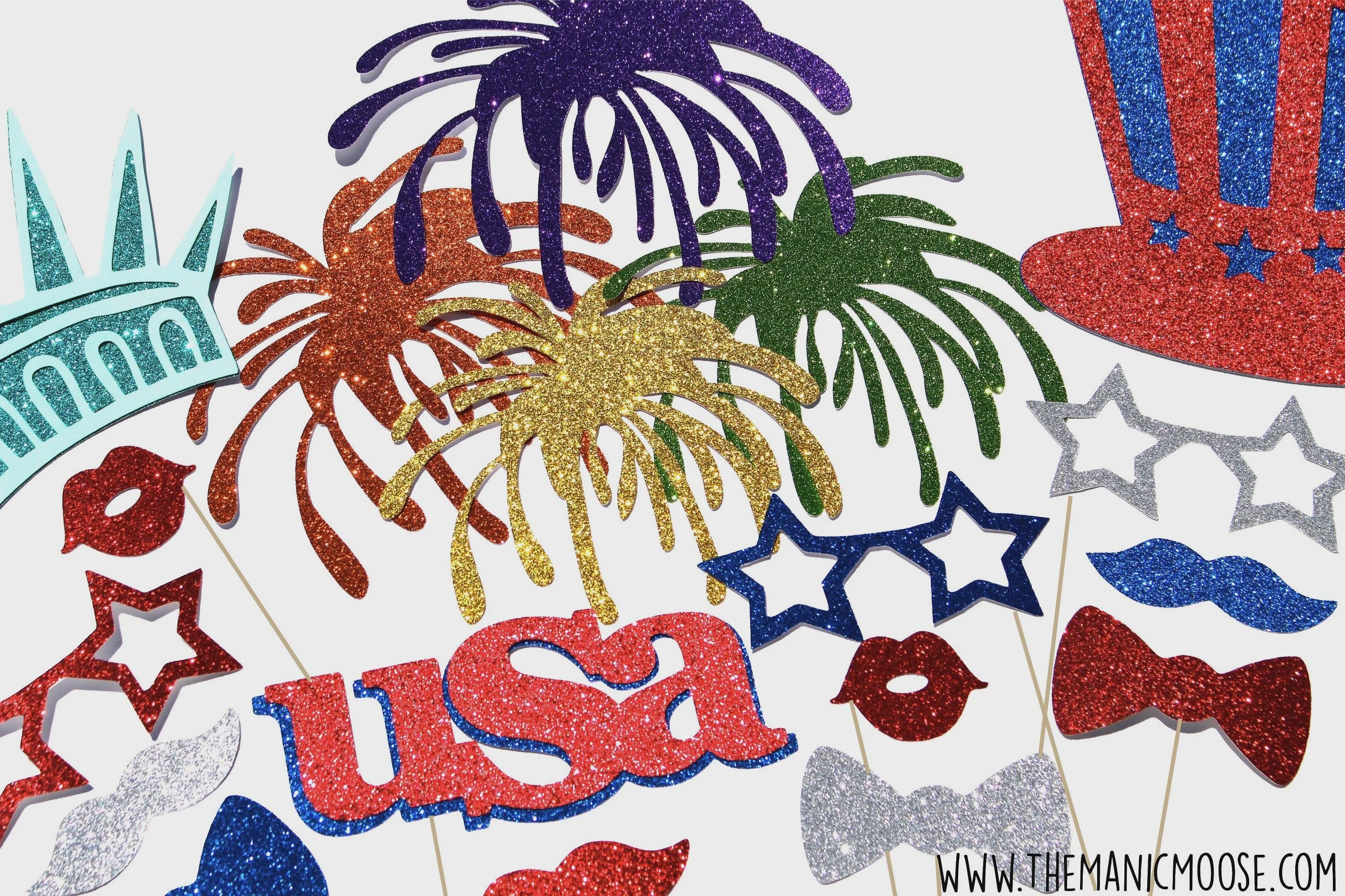 Glitter 4th of July Photo Booth Props – 18 Piece Party Set