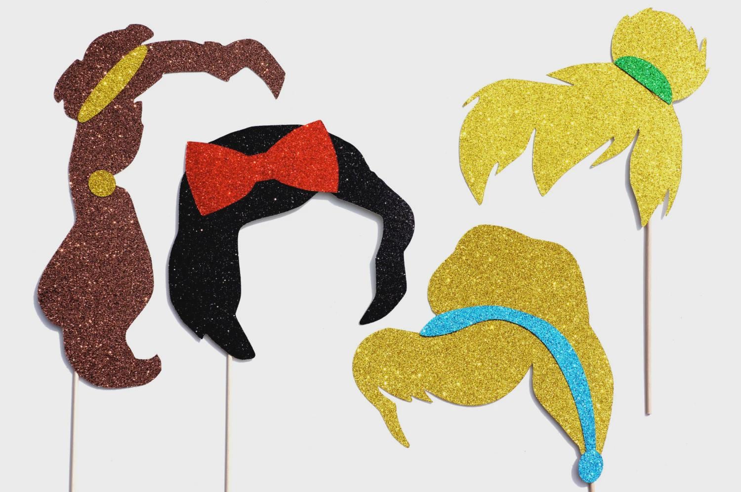 Glitter Princess Hair and Lips Photo Booth Props - 8 Piece Set