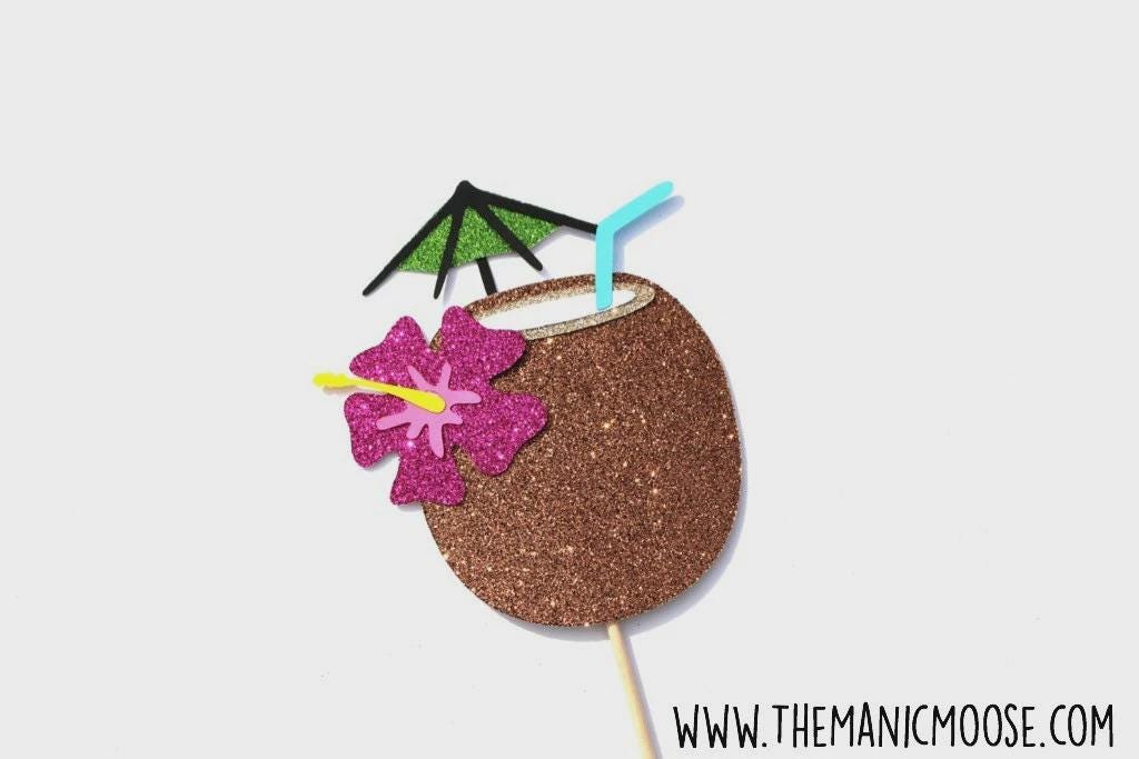 Glitter Tiki Photo Booth Props, Hawaiian Luau Party Set