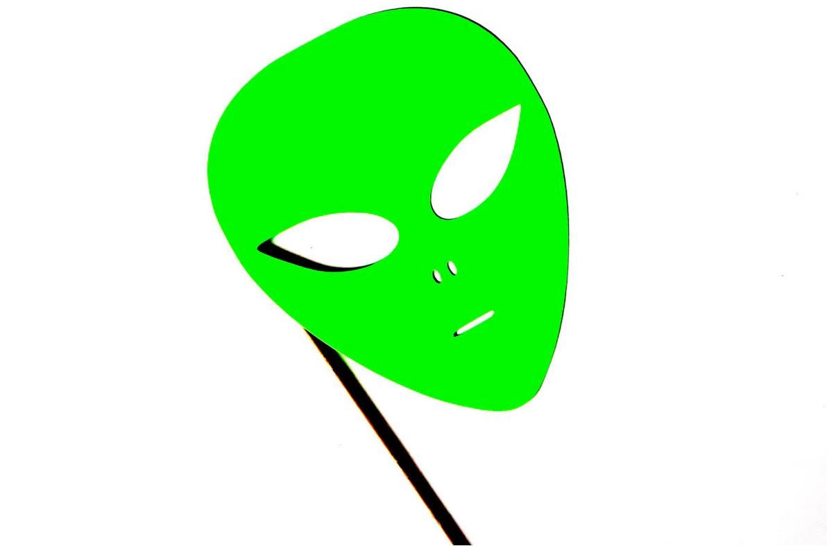 Neon Green Alien Mask Photo Booth Prop