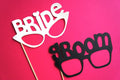Photo Booth Props - Bride and Groom Glasses - Set of 2 - Weddings - Photobooth Props