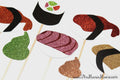 Glitter Sushi Photo Booth Props, Fun Foods Collection, Set of 7