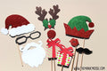 Glitter Christmas Photo Booth Props - Santa, Elf, and Reindeer (10 Piece Set)