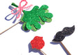 Christmas Photo Booth Props - 3 piece set - GLITTER Mustache, Lips, and Mistletoe on a stick