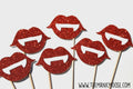 Glitter Vampire Lips Photo Booth Props - Set of 6