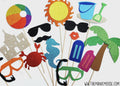 Glitter Beach Photo Booth Props: Summer Party Decorations, Set of 15