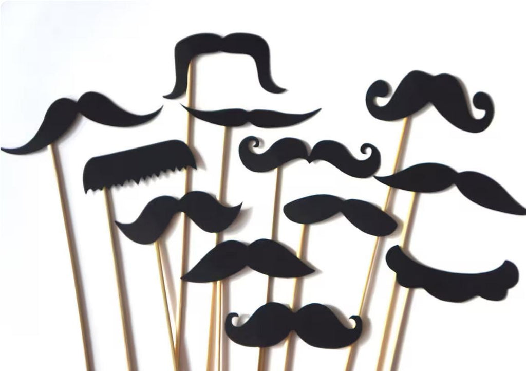 Mustache Photo Booth Props - Party Decorations, Set of 12