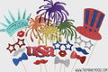Glitter 4th of July Photo Booth Props – 18 Piece Party Set