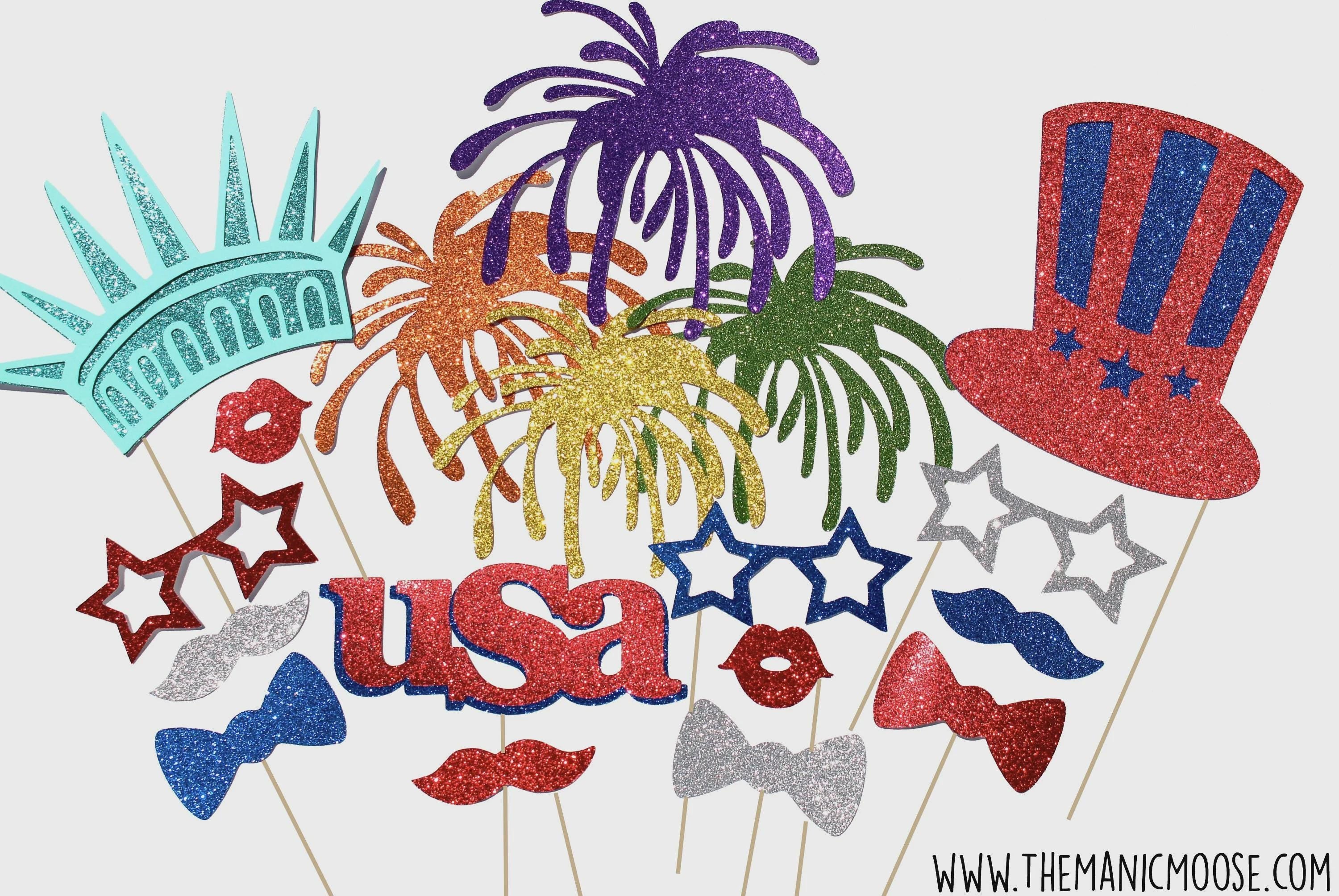 Glitter 4th of July Photo Booth Props – 18 Piece Party Set