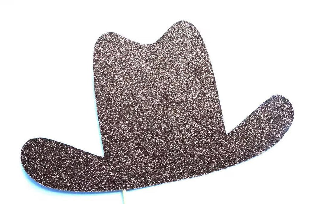 Photo Booth Props - BROWN GLITTER Cowboy Hat Prop - Birthdays, Weddings, Parties - Photobooth Props