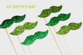 St. Patrick's Day Glitter Mustache Photo Booth Props - Set of 6