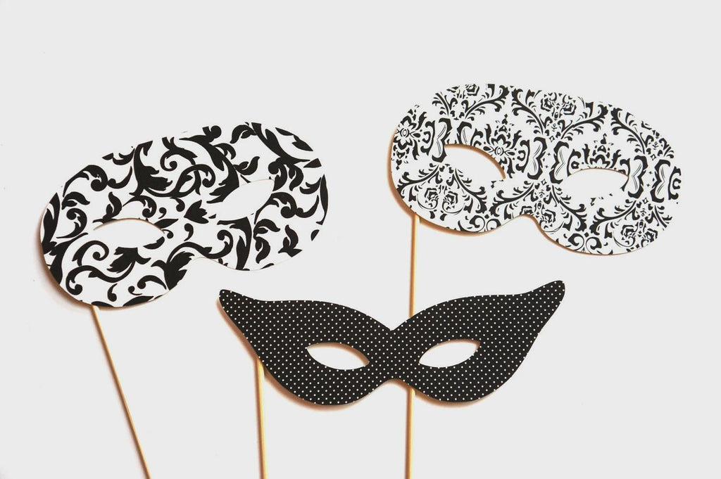 Photo Booth Props - Masquerade Masks - 3 piece set - Birthdays, Weddings, Parties - Photobooth Props