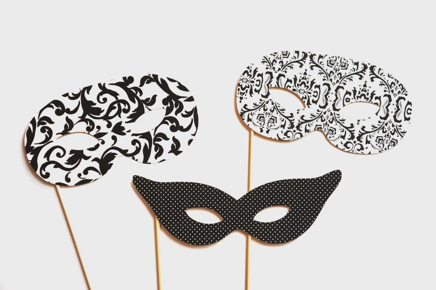 Photo Booth Props - Masquerade Masks - 3 piece set - Birthdays, Weddings, Parties - Photobooth Props