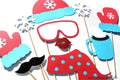 Winter Photo Booth Props - Glitter Ski Bunny Set, 10 Piece