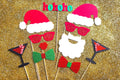 Glitter Christmas Photo Booth Props - Holiday Party Set (11 Piece)