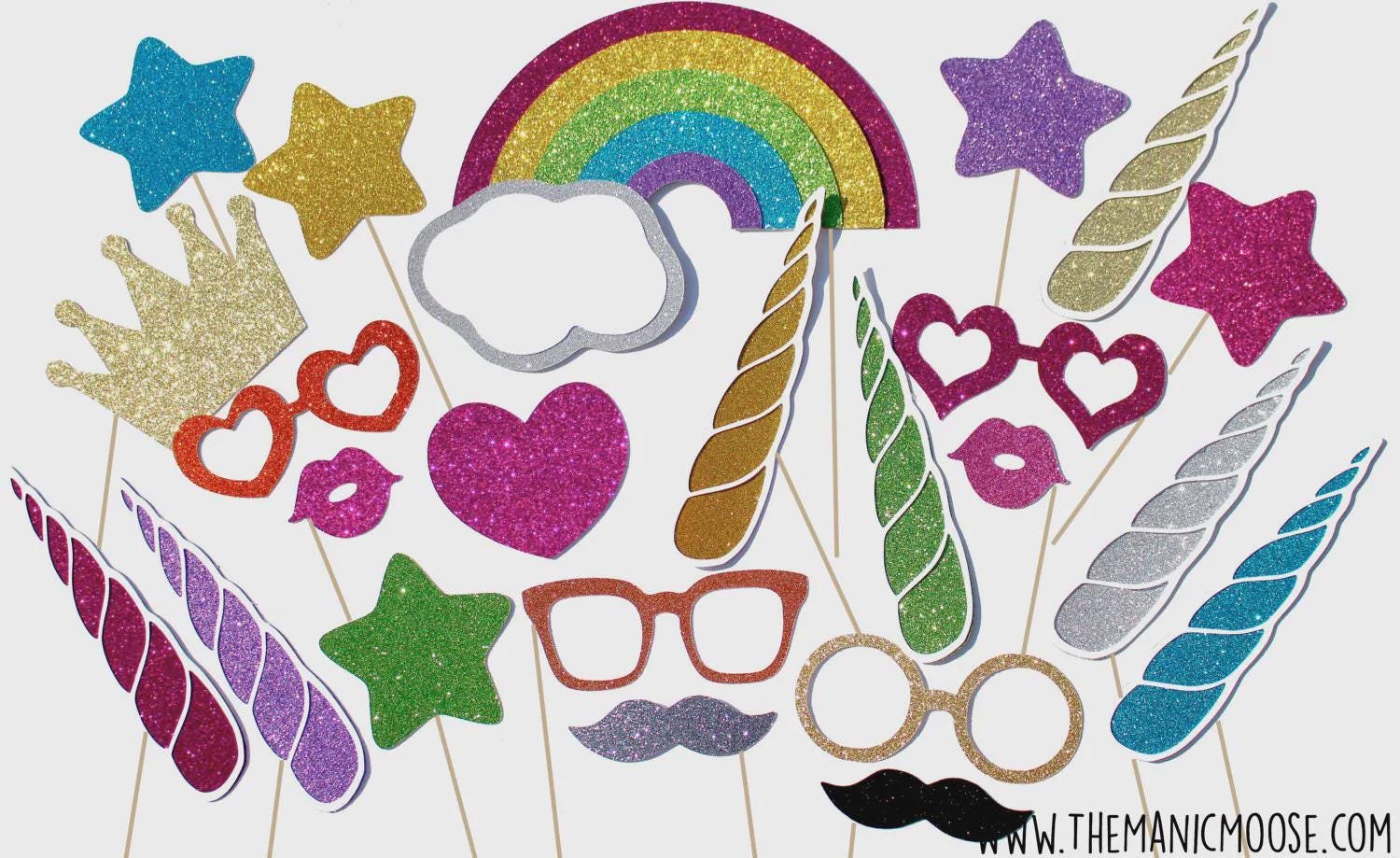 Magical Unicorn Horn ~ Photo Booth Props ~ YOU CHOOSE COLOR - Glitter Photobooth Props
